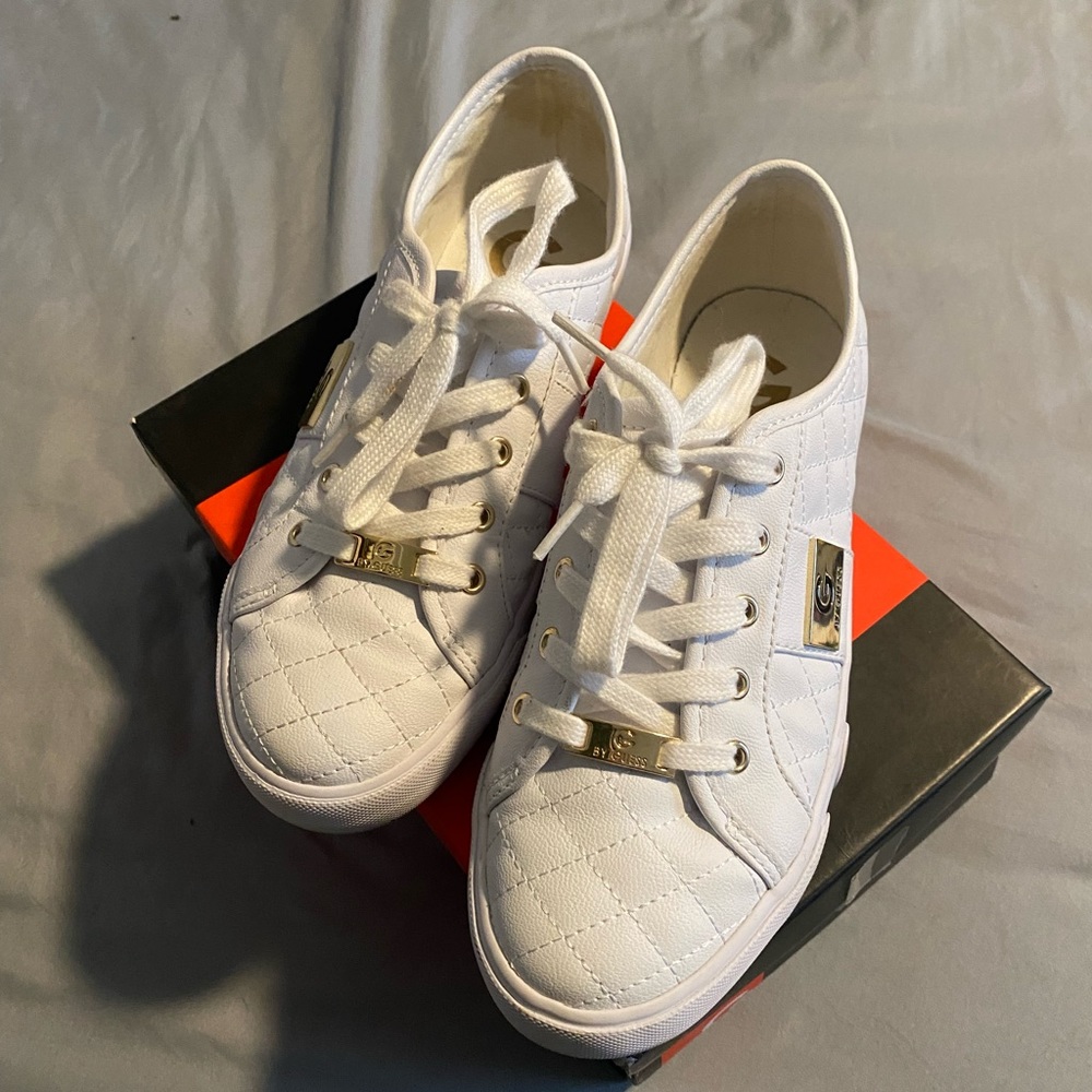 G by Guess White Quilted Fashion Sneakers